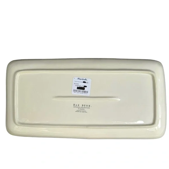 Rae Dunn Christmas Platter NAUGHTY & NICE White Black Long Letters NWT 2017 OG - Picture 3 of 16